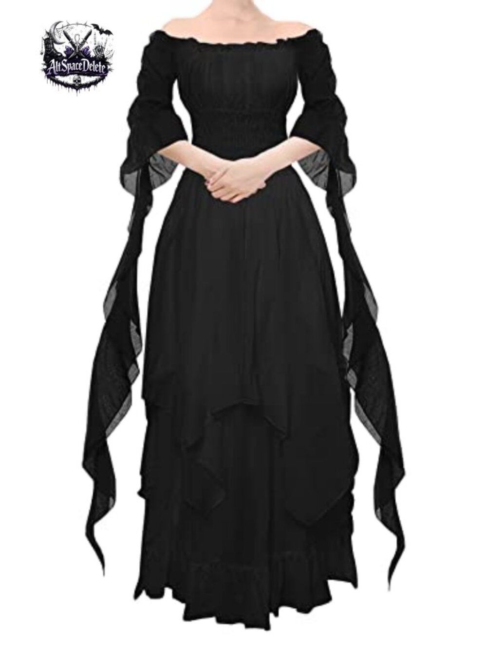 Victorian Dress Puff Sleeve Off Shoulder Ruffle Renaissance Costume